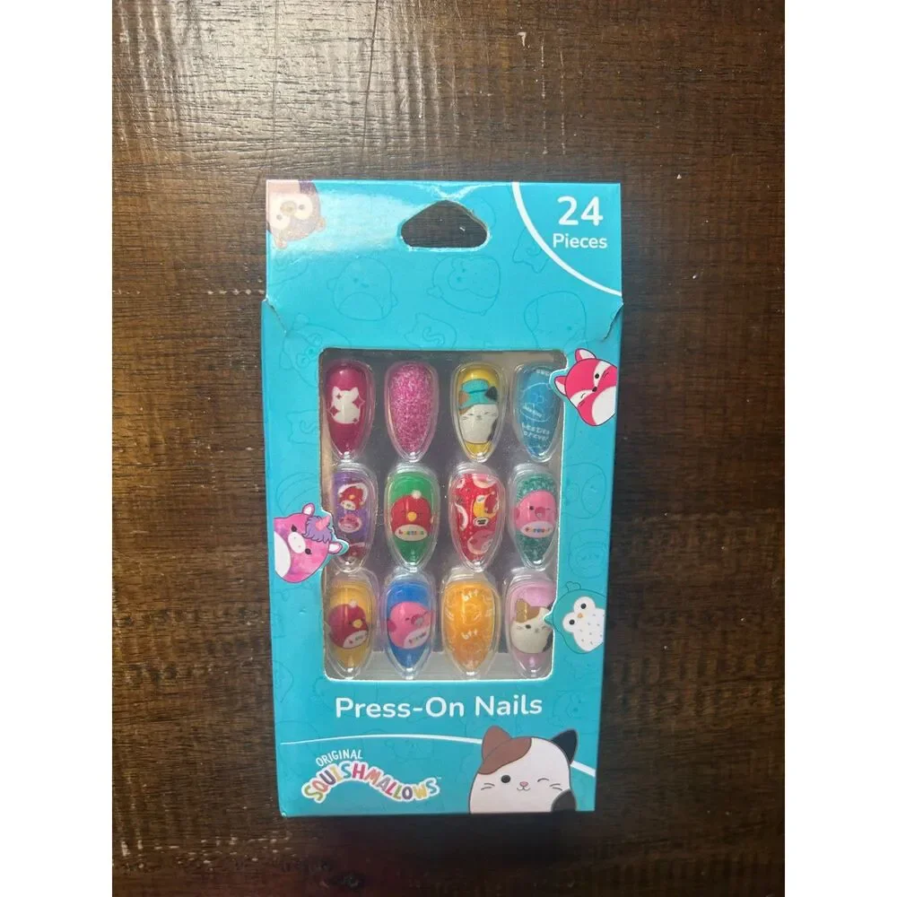 Original Squishmallows Press-On Nails 24pc New Cam the Cat Lola Unicorn Y2K Art